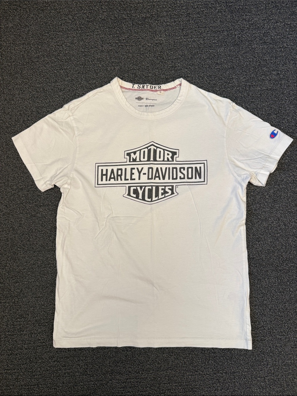 Harley-Davidson x Champion by Todd Snyder Harley Crest Tee in Antique White